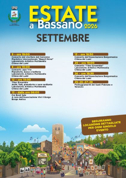 Estate a Bassano 2026: il programma degli eventi di settembre
