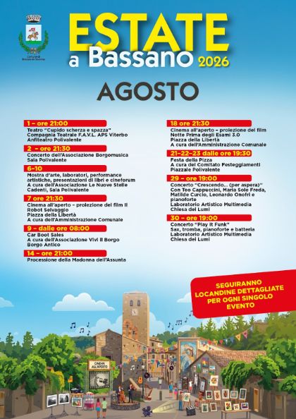 Estate a Bassano 2026: il programma degli eventi di agosto